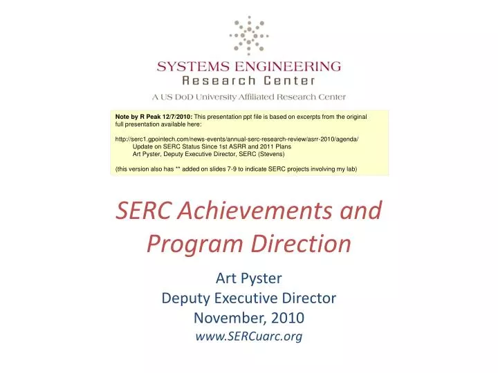 serc achievements and program direction