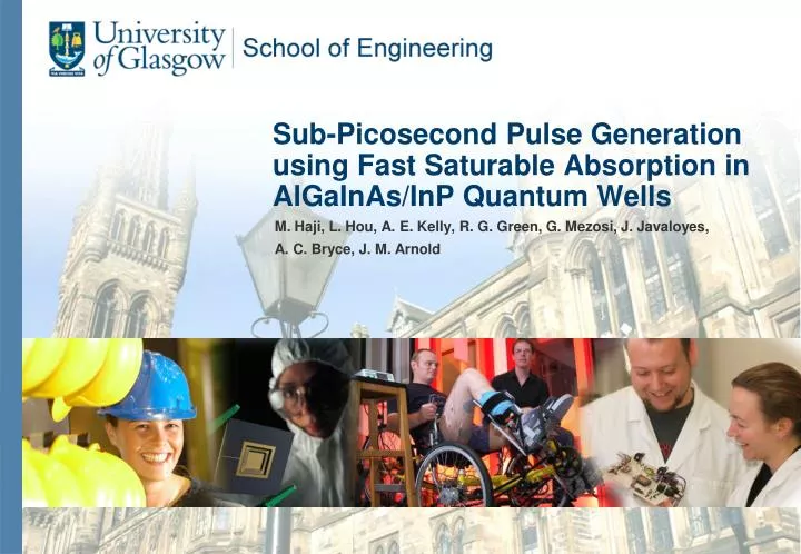 sub picosecond pulse generation using fast saturable absorption in algainas inp quantum wells