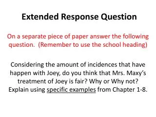 Extended Response Question