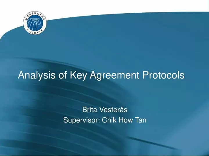 analysis of key agreement protocols