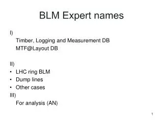 BLM Expert names