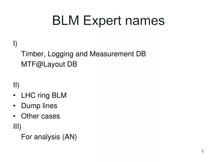 blm expert names