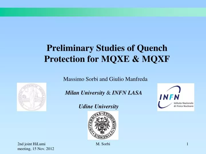 preliminary studies of quench protection for mqxe mqxf