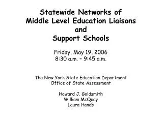 NYS completed its first year of NCLB required testing in January (ELA) and March (Math) 2006.
