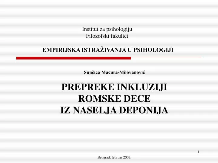 institut za psihologiju f ilo z of s k i fakultet empirijska istra ivanja u psihologiji