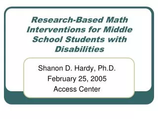 Research-Based Math Interventions for Middle School Students with Disabilities