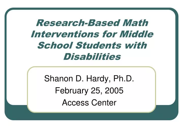 research based math interventions for middle school students with disabilities