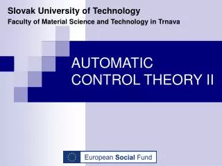 AUTOMATIC CONTROL THEORY II