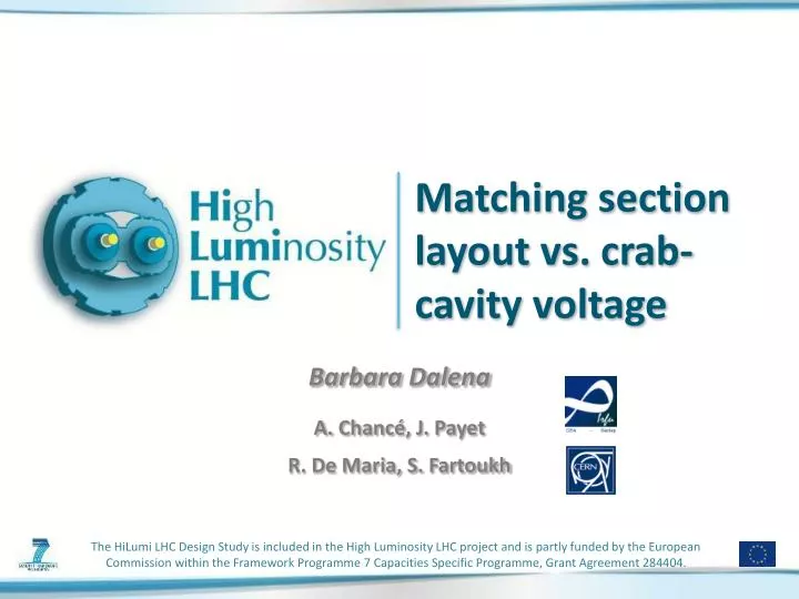 matching section layout vs crab cavity voltage