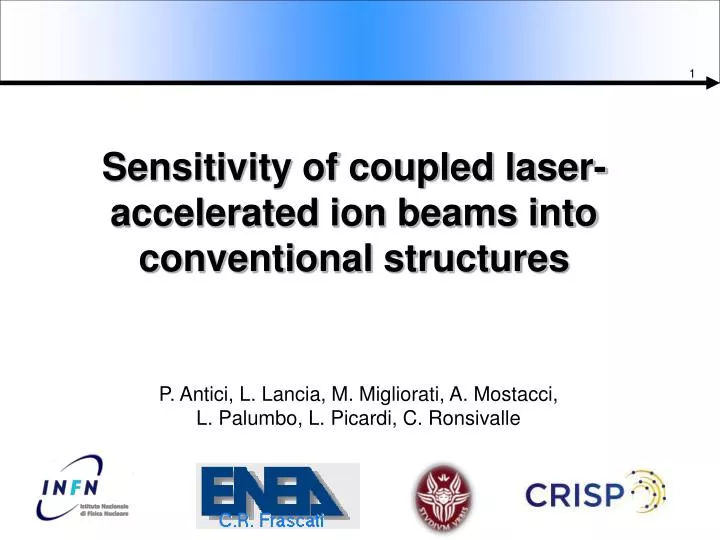 sensitivity of coupled laser accelerated ion beams into conventional structures
