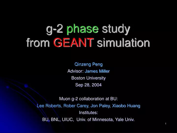 g 2 phase study from geant simulation