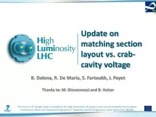 Update on matching section layout vs. crab-cavity voltage
