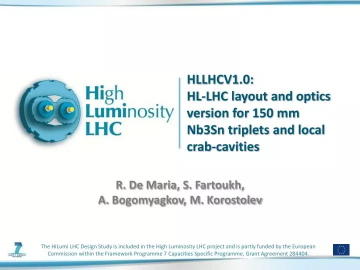 hllhcv1 0 hl lhc layout and optics version for 150 mm nb3sn triplets and local crab cavities