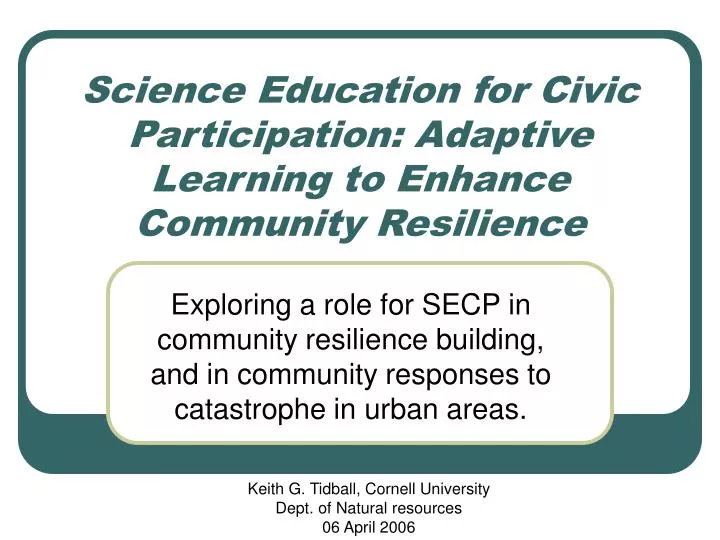 science education for civic participation adaptive learning to enhance community resilience