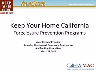 Keep Your Home California Foreclosure Prevention Programs