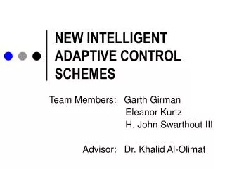 NEW INTELLIGENT ADAPTIVE CONTROL SCHEMES