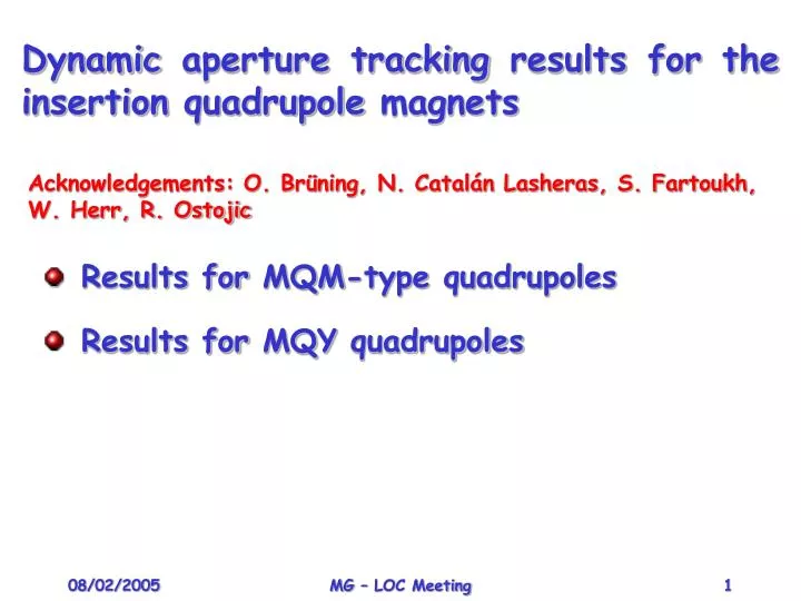 dynamic aperture tracking results for the insertion quadrupole magnets