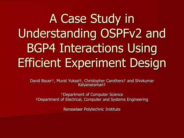 a case study in understanding ospfv2 and bgp4 interactions using efficient experiment design