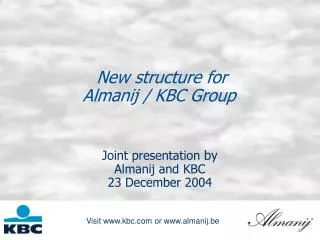 New structure for Almanij / KBC Group