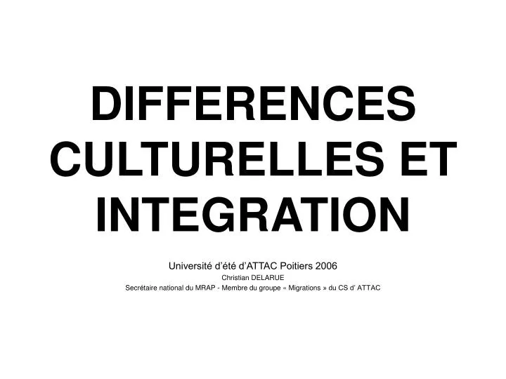 differences culturelles et integration