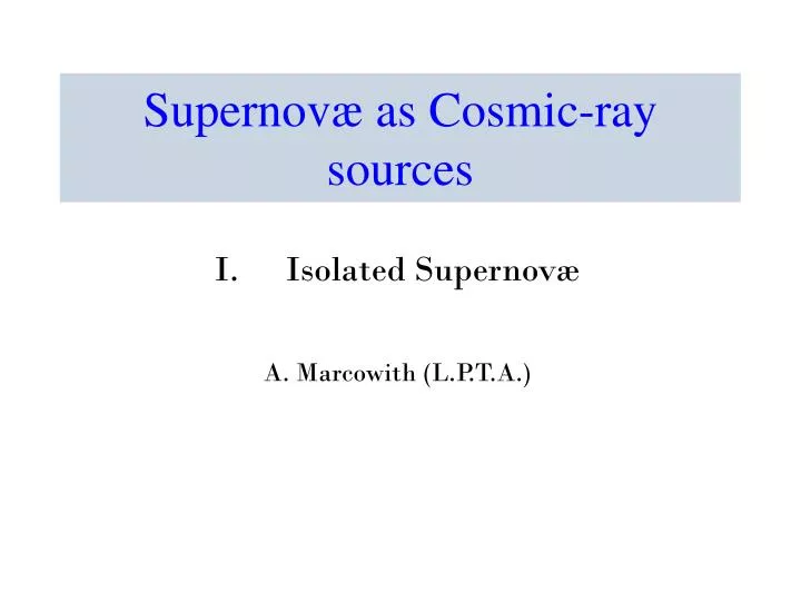 supernov as cosmic ray sources