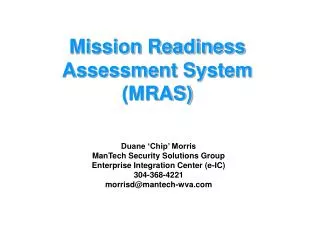 Mission Readiness Assessment System (MRAS)
