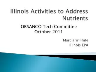 Illinois Activities to Address Nutrients