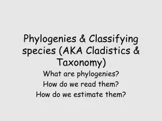 Phylogenies &amp; Classifying species (AKA Cladistics &amp; Taxonomy)