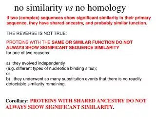 no similarity vs no homology