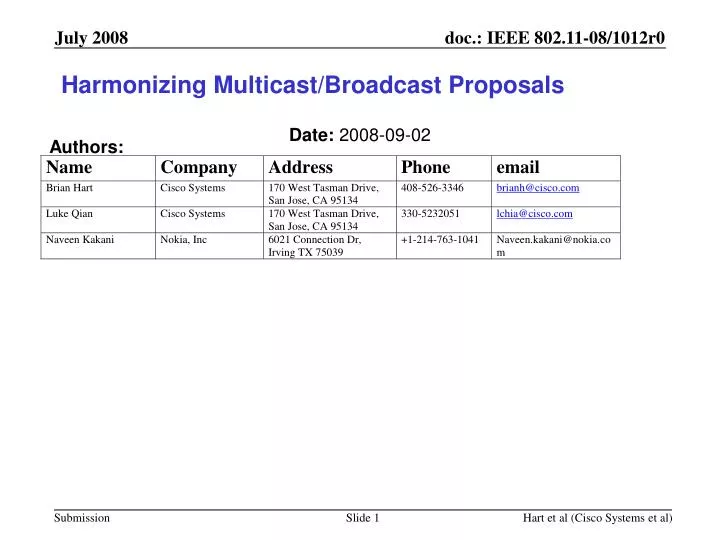 harmonizing multicast broadcast proposals