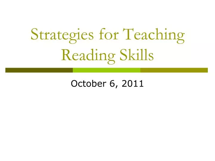 strategies for teaching reading skills