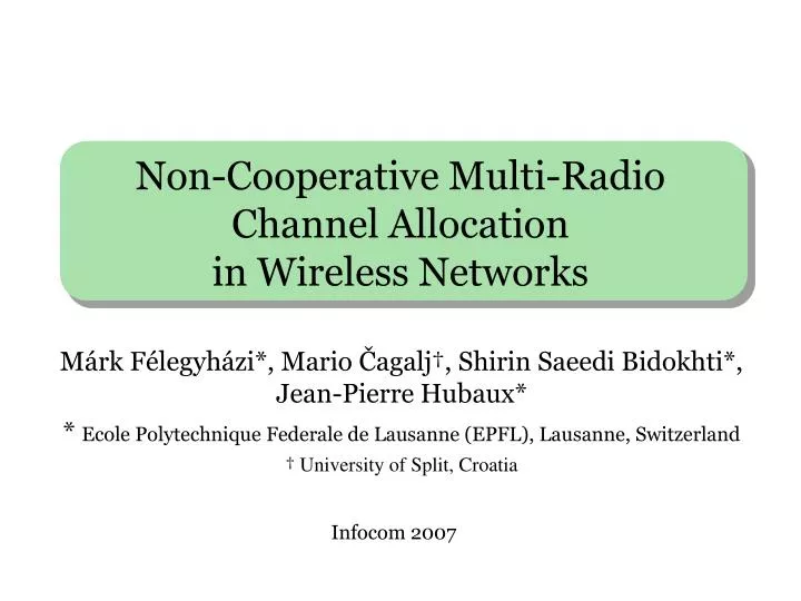 non cooperative multi radio channel allocation in wireless networks