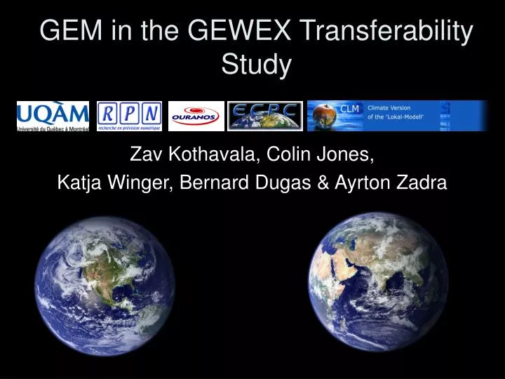 gem in the gewex transferability study