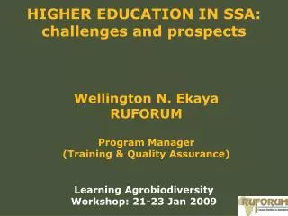 HIGHER EDUCATION IN SSA: challenges and prospects