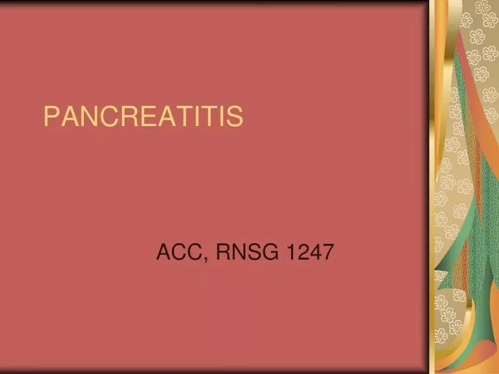 pancreatitis