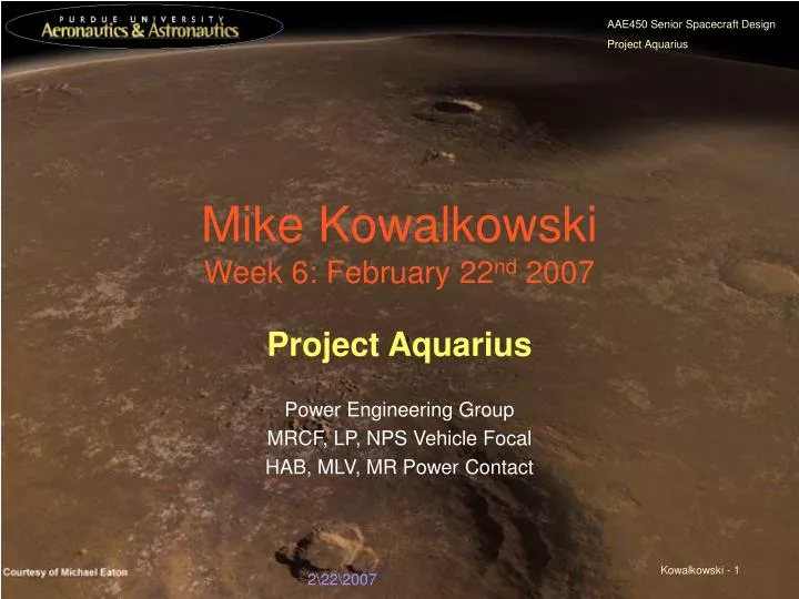 mike kowalkowski week 6 february 22 nd 2007