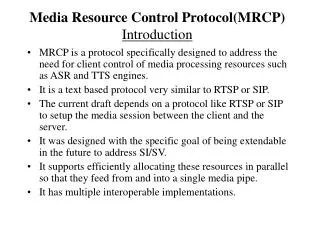 Media Resource Control Protocol(MRCP) Introduction