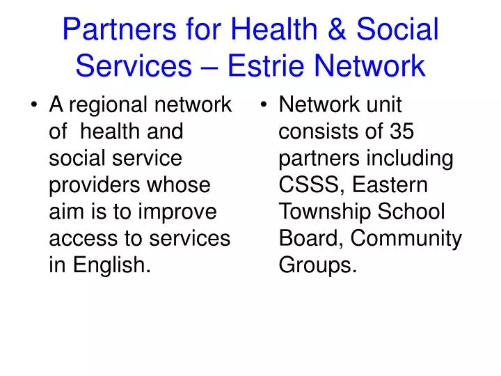 partners for health social services estrie network