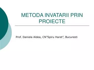 metoda invatarii prin proiecte