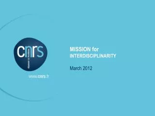 MISSION for INTERDISCIPLINARITY March 2012