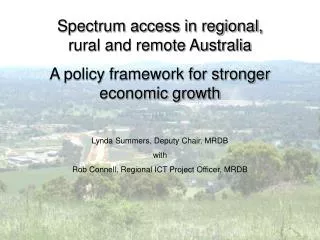 Spectrum access in regional, rural and remote Australia