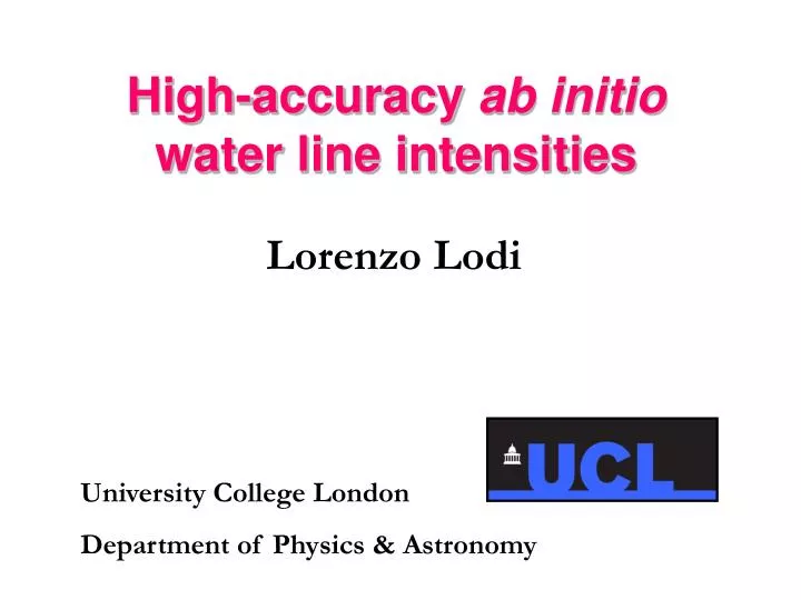 high accuracy ab initio water line intensities