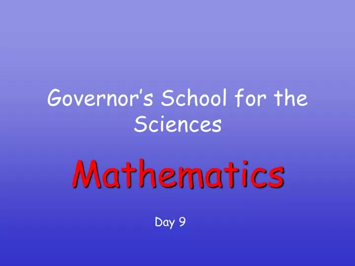 governor s school for the sciences