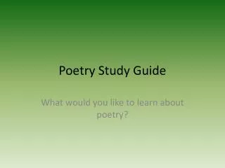 Poetry Study Guide