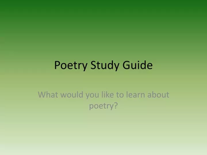 poetry study guide