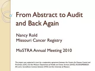 From Abstract to Audit and Back Again