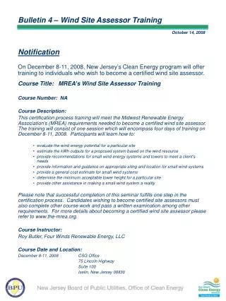 bulletin 4 wind site assessor training