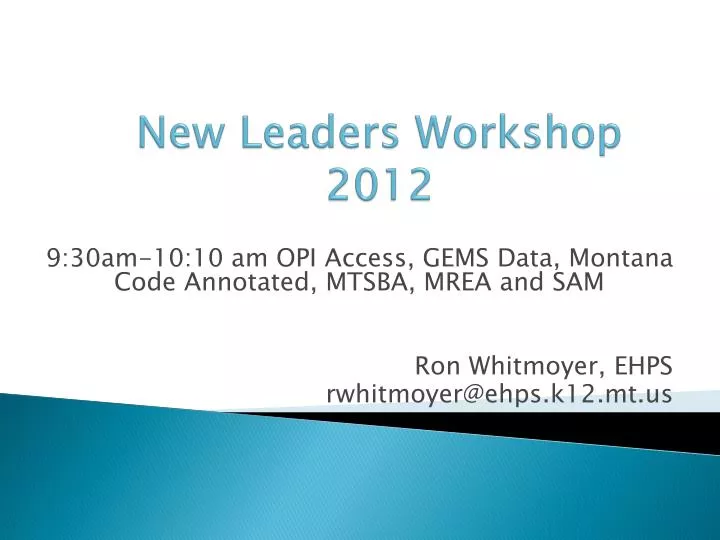 new leaders workshop 2012