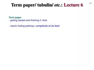 Term paper/ tubulin/ etc. : Lecture 6