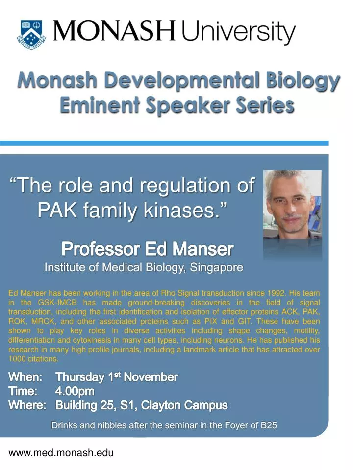 monash developmental biology eminent speaker series